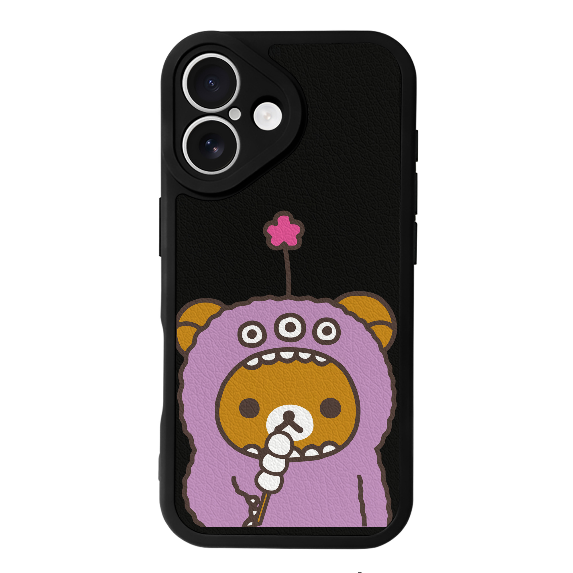 （画像用） リラックマ リラックマ キイロイトリ Rilakkuma Korilakkuma Kiiroitori 【iPhone 16シリーズ対応】シリコンスマホケース（レザー調） 材質：シリコン